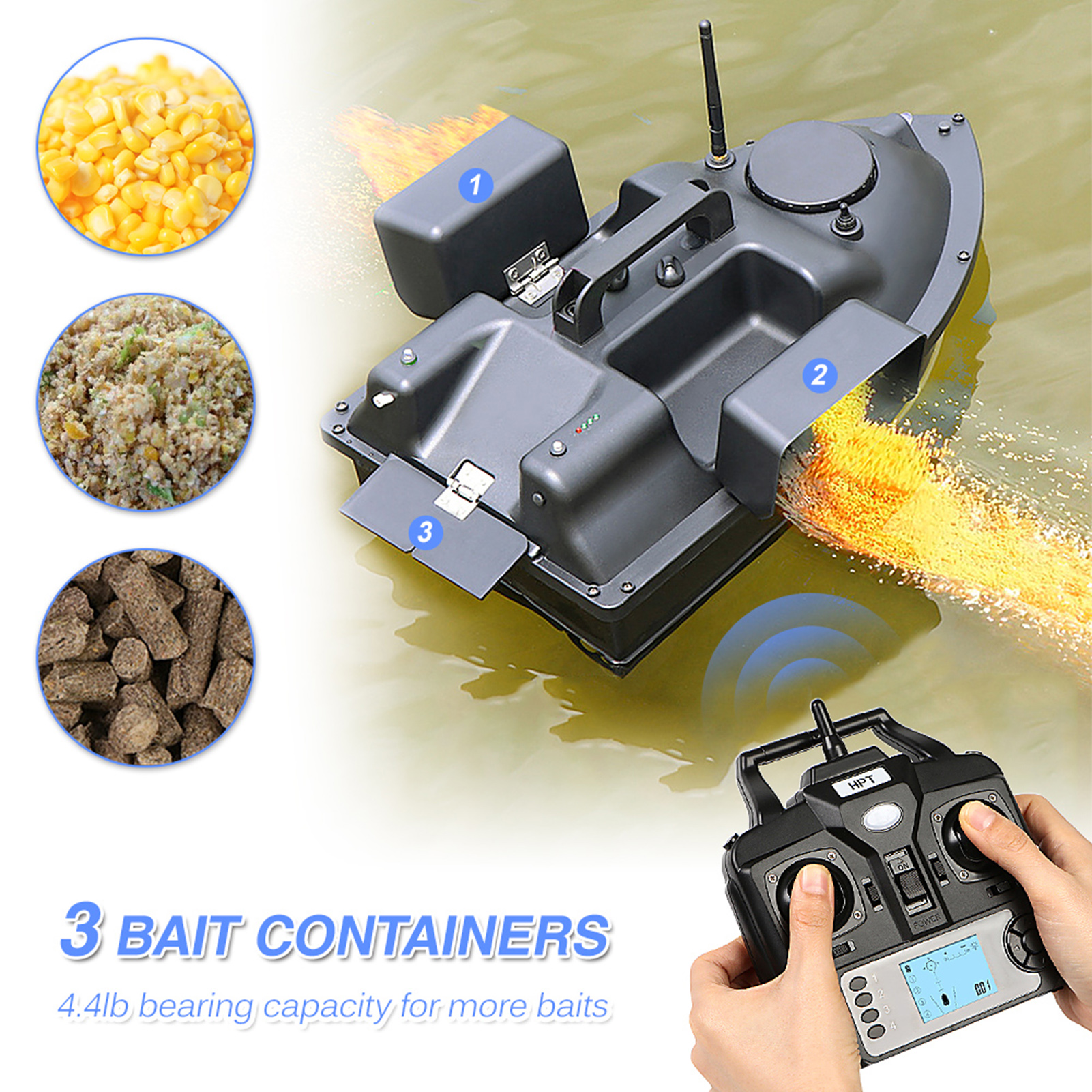 5200/12000Mah GPS Fishing Bait Boat with 3 Bait Containers Wireless Bait Boat with Automatic Return Function Europe Stock