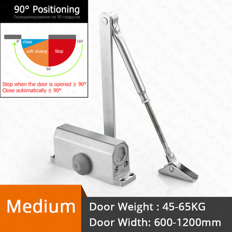 Automatic Door Closer 2 Spring Hydraulic Buffer Adjustable Door Stopper Speed Mute Closing for 25 to 80KG Door Hardware