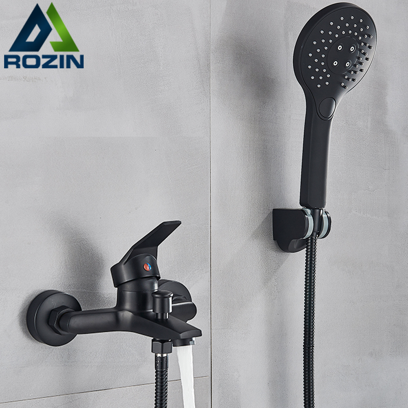 Matte Black Shower Faucets Wall Mount Bathroom Shower Faucets Bathtub Faucet Mixer Tap Shower Mixer Valve Control Valve