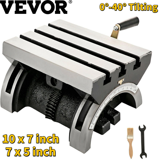 VEVOR Tilting Milling Table Adjustable Rotary Worktable Machine with 3 T-Slots & a Crank Handle Heavy Duty for Grinding Milling