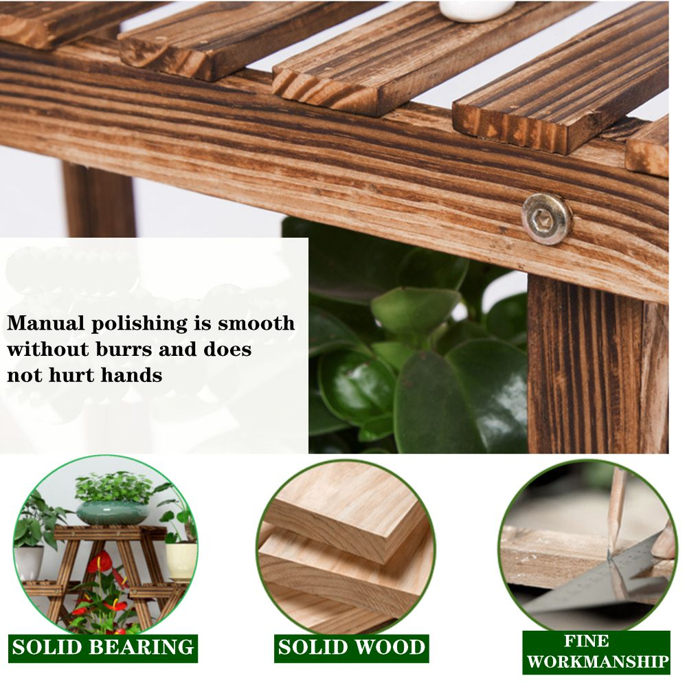 Wooden Flower Rack 114X25X91Cm Plant Stand Multi Flower Stand Shelves Bonsai Display Shelf for Yard Garden Patio Balcony 4 Tiers