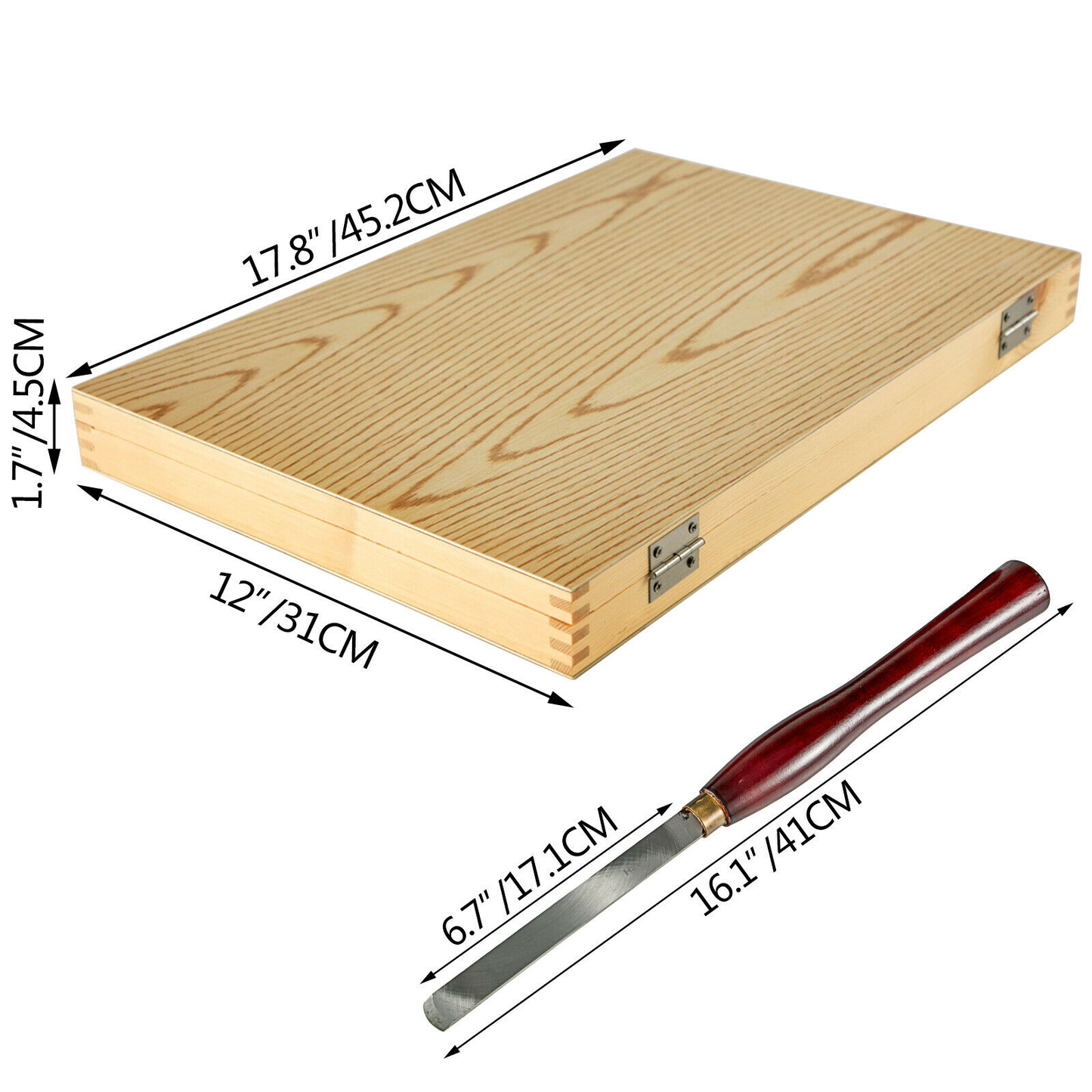 8PCS + 1 Free HSS Lathe Chisel Set for Wood Turning Root Furniture Carving Knife 6.89" Blade 16.14" Chisel with Tool Box