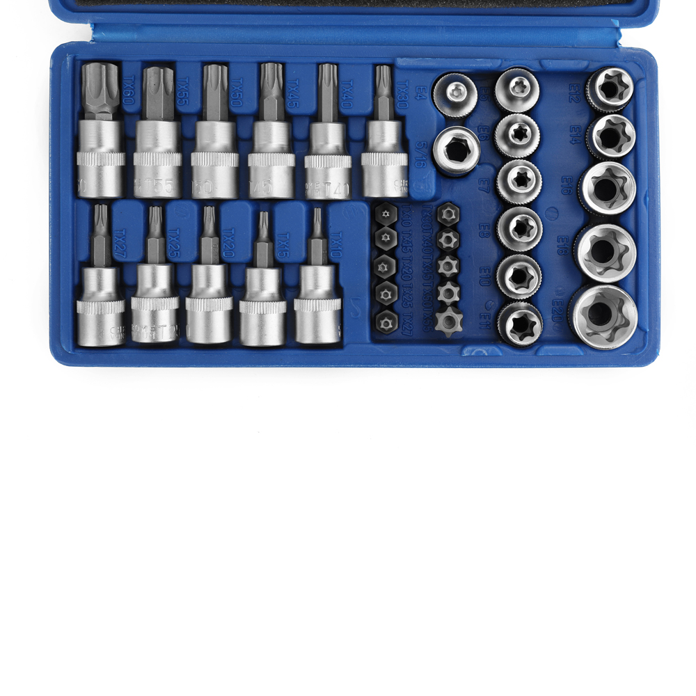 New 34PCS Chrome Vanadium Steel Pressure Batch Sleeve Group Sets Sleevehead Machine Motor Socket Set Wrench Female Torx Male