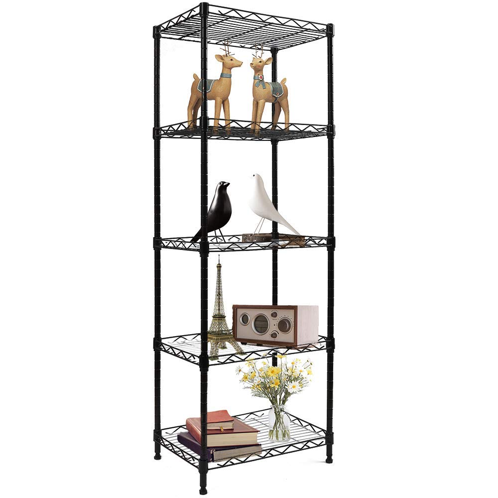 5 Tier Steel Wire Storage Rack Kitchen Microwave Shelf Bathroom Sundries Holder Garden Plant Shelf Multifunctional Stand