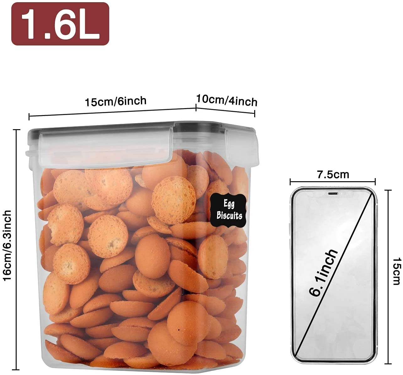 Gomaihe 8/10 Pieces Food Container Kitchen Storage ​Cereal Dispenser for Storing Pasta and Tea Coffee Sugar Kitchen Organizerjar