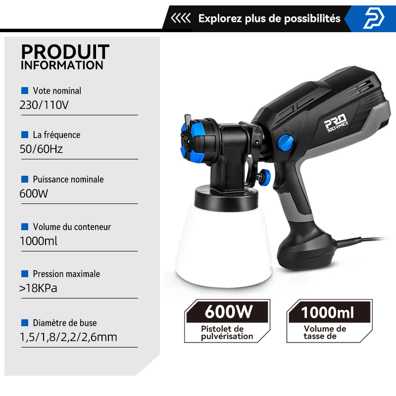 600W/750W Electric Spray Gun 4 Nozzle Sizes 1000Ml/1200Ml HVLP Household Paint Sprayer Flow Control Easy Spraying by