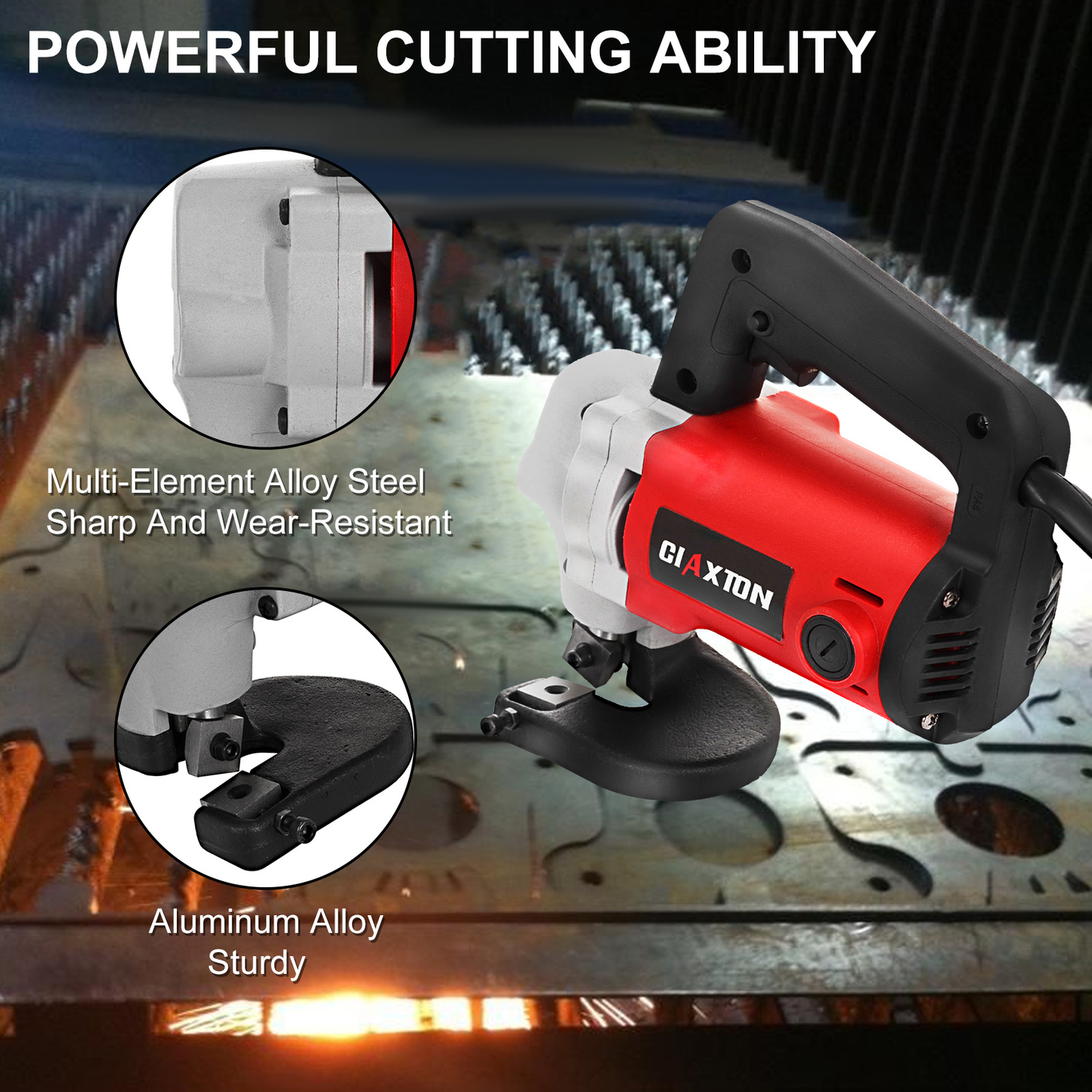 Electric Sheet Metal Shear 500W 600W Handed Snip Scissor 2.5Mm 3.2Mm Cutter Capacity for Cutting Steel Iron Aluminum Board