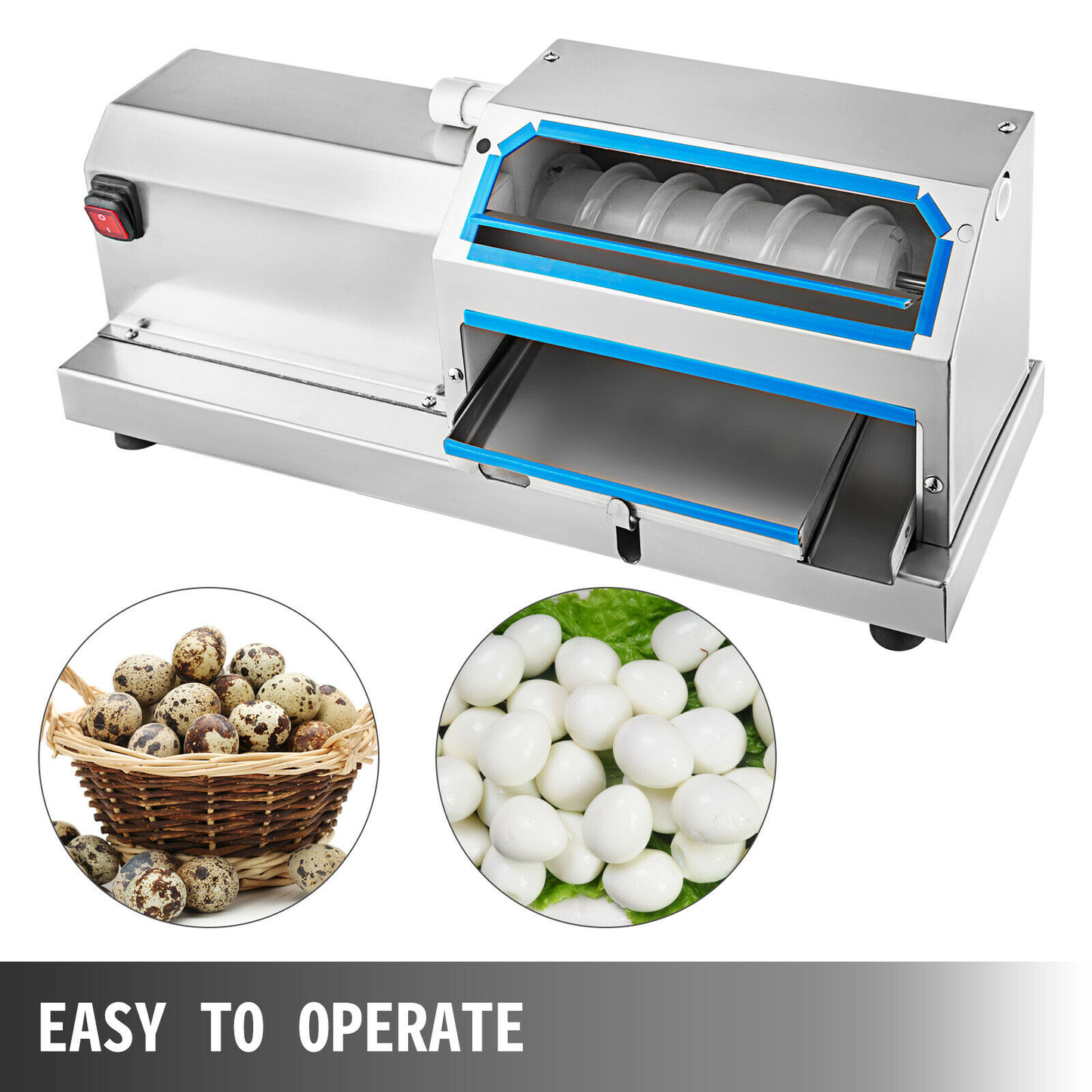 50/60 KG/H Electric Quail Egg Peeler Machine Automatic Sheller 304 Stainless Steel Multifunctional Kitchen Shops Home Use 25w