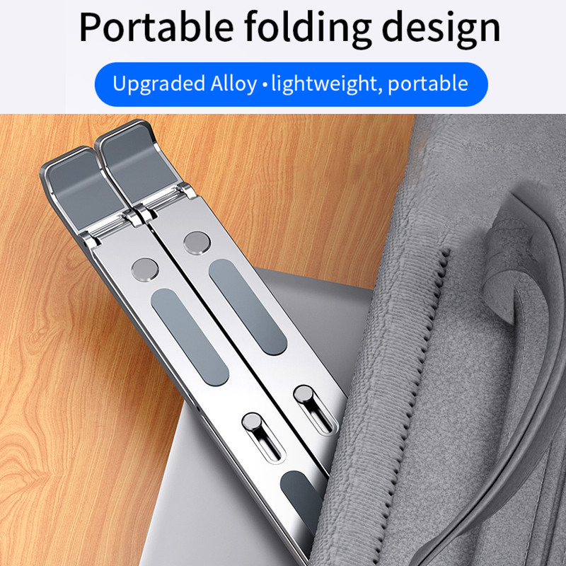 Portable Laptop Stand Aluminium Foldable Stand Compatible with 10 to 15.6 Inches Notebook Adjustable Support Base for Laptops