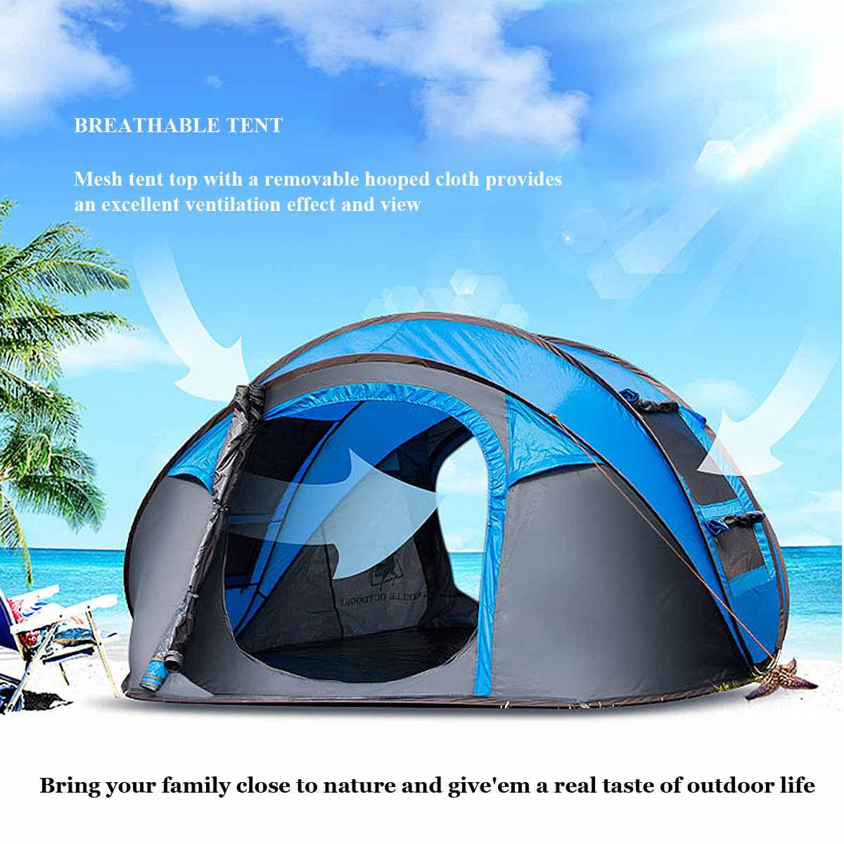 5-8 People Fully Automatic Camping Tent Windproof Waterproof Automatic Pop-Up Tent Family Outdoor Instant Setup Tent 4 Season