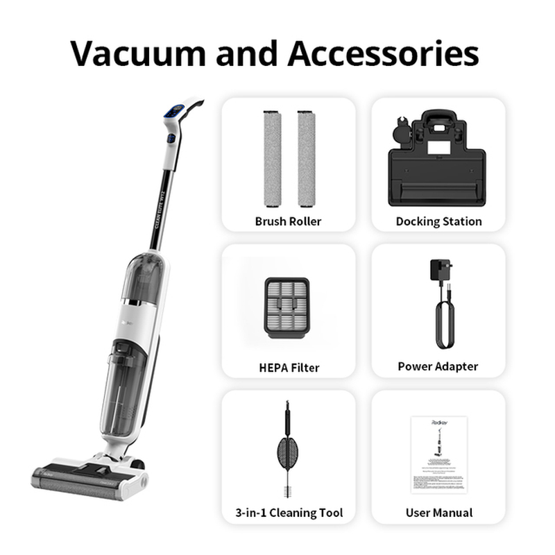 W12 Wireless Wet Dry Vacuum Cleaner for Home All in One Smart Cordless Mop Floor Washer Handheld Household Self-Cleaning