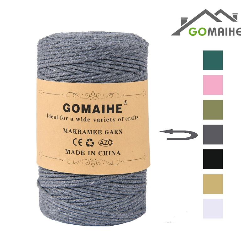 Gomaihe Macrame Cord 3Mm X 200M 100% Cotton Rope Craft String Twine for Wall Hanging Plant Hangers Knitting Home Decorations DIY