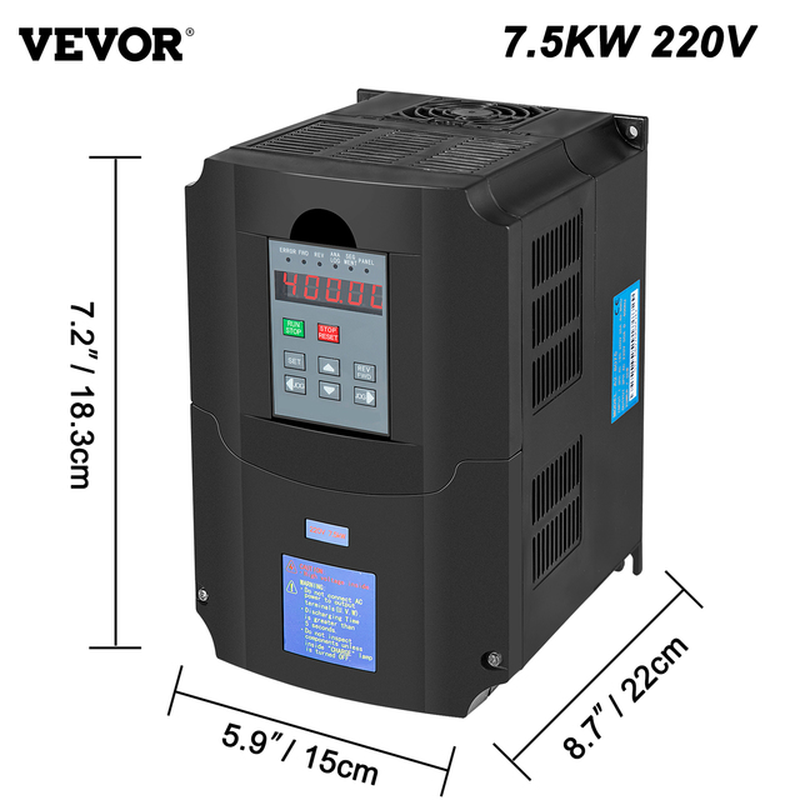 VEVOR VFD Frequency Inverter 1.5/2.2/3.0/4.0/7.5KW 220V 3 Phase Variable Speed Drive Frequency Converter for CNC Milling Machine