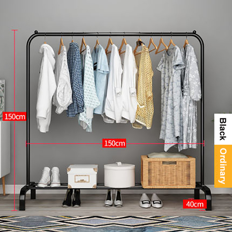 Coat Rack Garment Rack Free-Standing Clothes Hanger with Top Rod Clothes Shelves Storage Wardrobe Hanger Floor Cloth Drying Rack