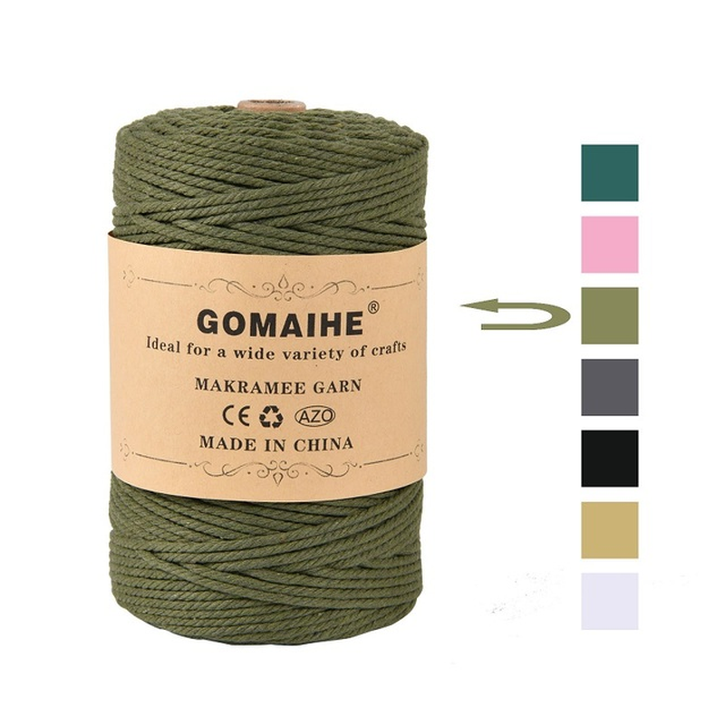 Gomaihe Macrame Cord 3Mm X 200M 100% Cotton Rope Craft String Twine for Wall Hanging Plant Hangers Knitting Home Decorations DIY