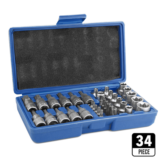 New 34PCS Chrome Vanadium Steel Pressure Batch Sleeve Group Sets Sleevehead Machine Motor Socket Set Wrench Female Torx Male