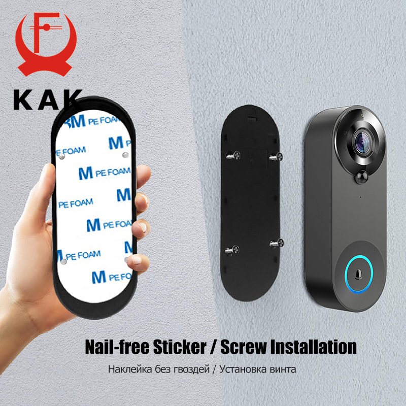 KAK Wireless Wifi Video Doorbell Camera Smart Door Viewer Peephole 1080P HD PIR Motion Detection Night Vision Visual Intercom