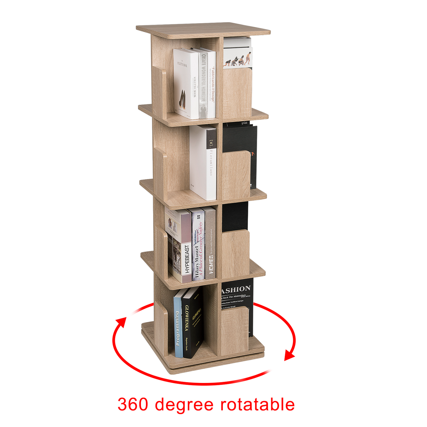 Revolving Bookcase 360-Degree Rotating Solid Wood Bookshelf Children'S Picture Book Shelf Floor Corner Shelf Simple Table Storag