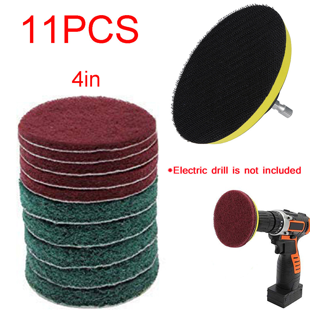 Drill Brush Scrub Pads 11 Piece Power Scrubber Cleaning Kit All Purpose Cleaner Scrubbing Cordless Drill for Cleaning Pool