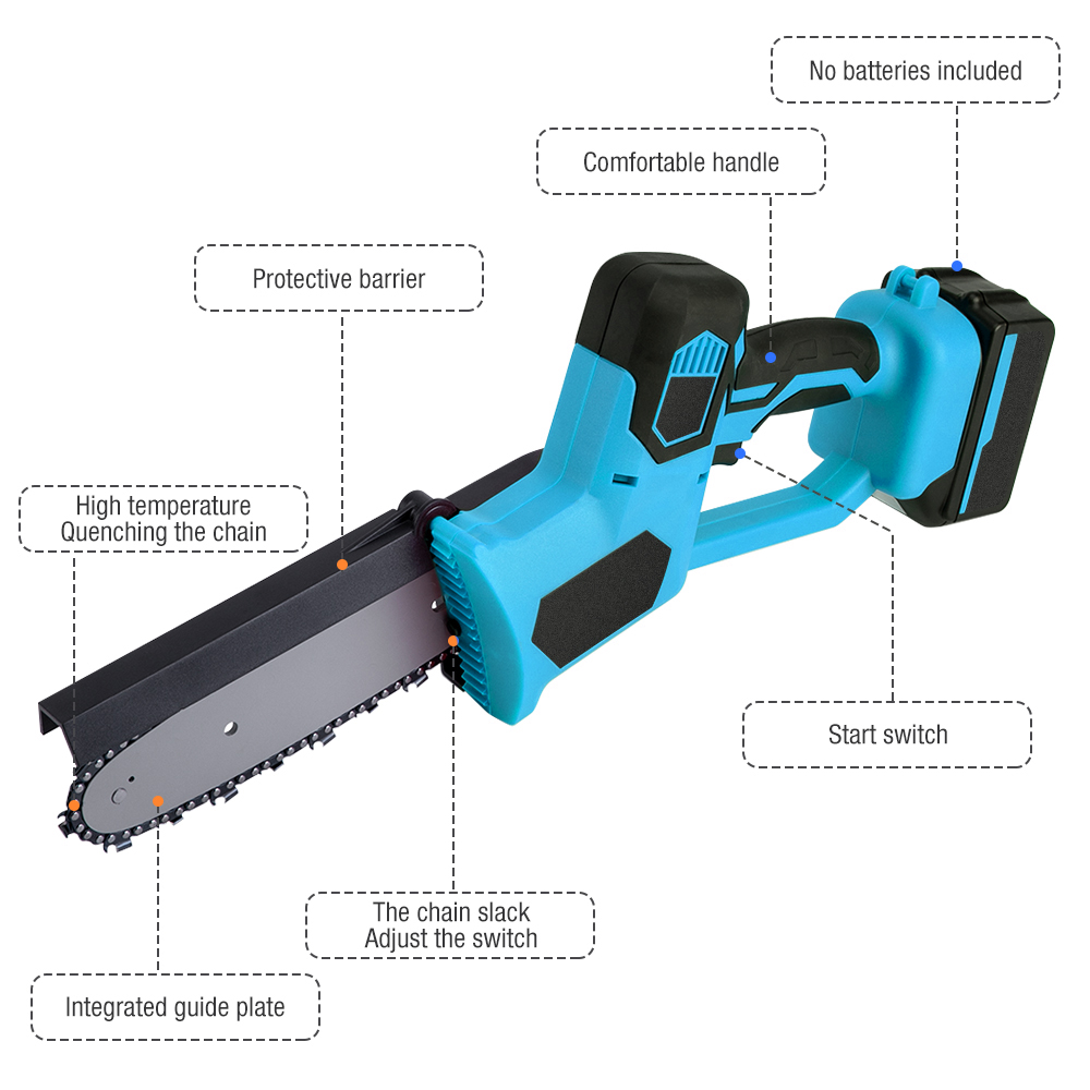 4In/6In/8In Electric Saw Chainsaw Mini Wood Cutters Bracket Motor for 18V Battery 500R/Min Chain Power Tool