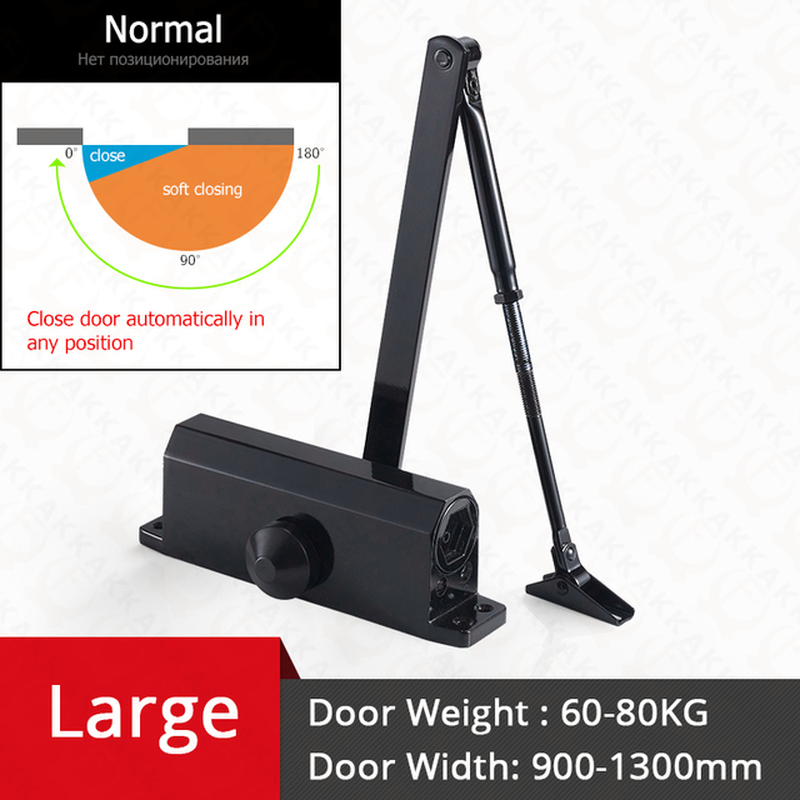 Automatic Door Closer 2 Spring Hydraulic Buffer Adjustable Door Stopper Speed Mute Closing for 25 to 80KG Door Hardware