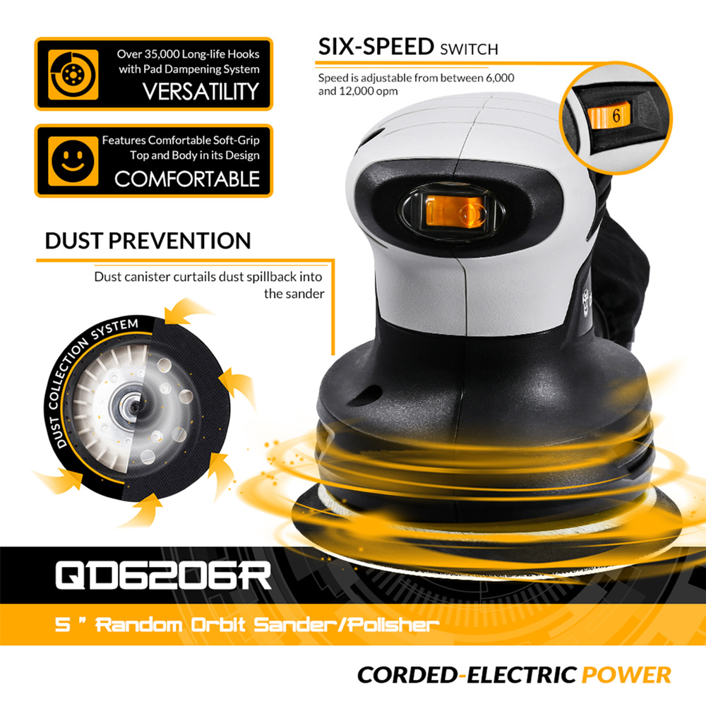 280W/320W/350W Random Orbit Sander with 8 Hole 125Mm Sandpaper and Variable Speed Sander Power Tools (DKSD28Q1)