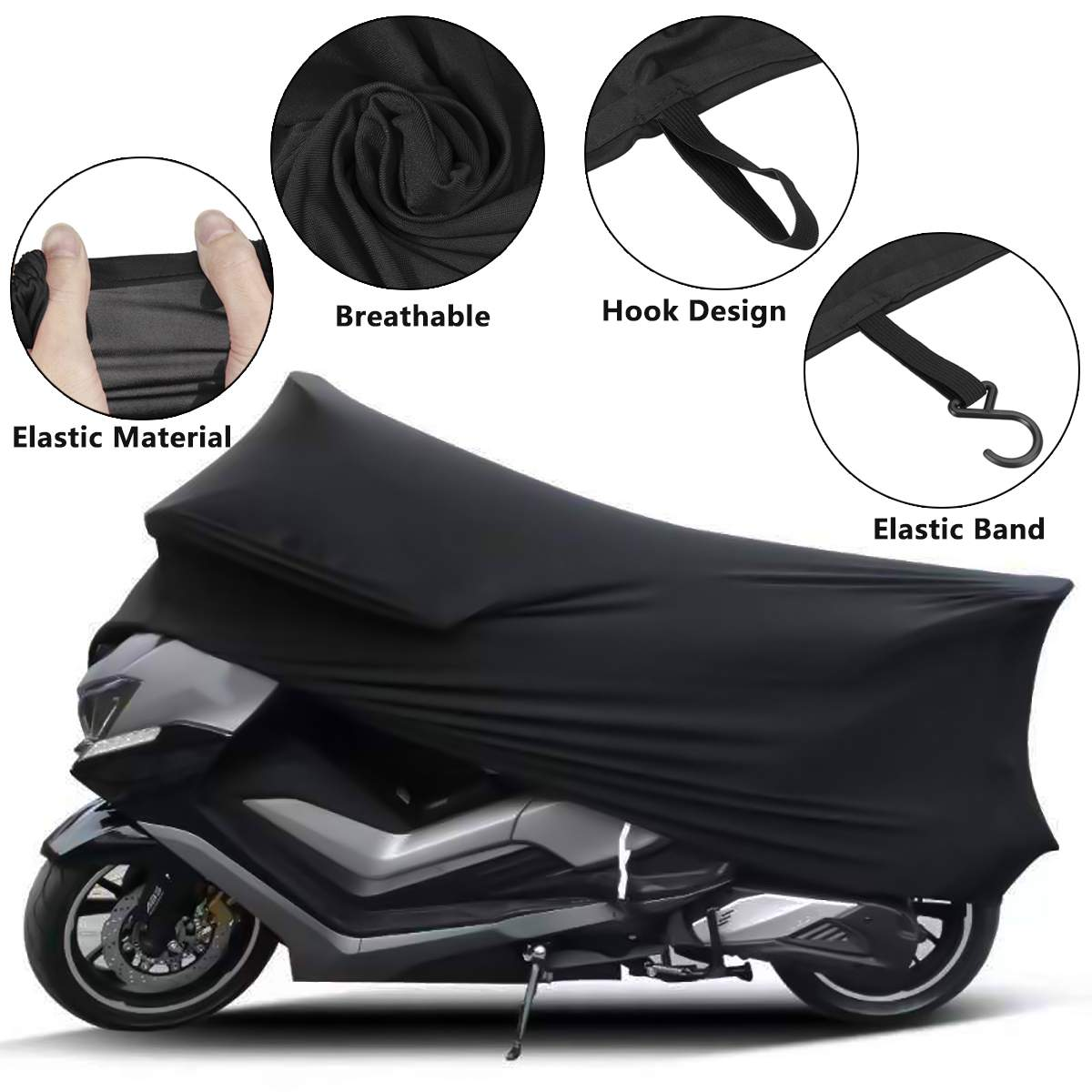 Elastic Fabric Motorcycle Cover Sunshade Anti-Uv Protector Dust-Proof Covers Ice Snow Resistant Indoor Outdoor Protection