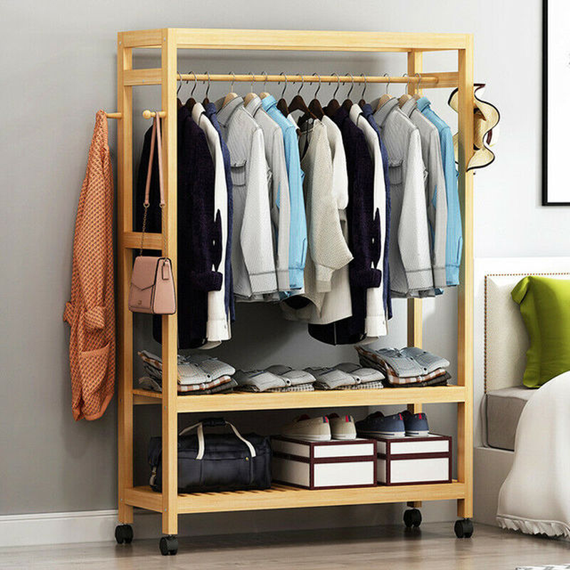 Rolling Clothes Racks Garment Racks Hanging Heavy Duty with Shoe Clothing Storage Organizer Shelves