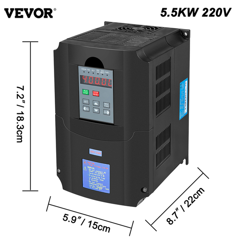 VEVOR VFD Frequency Inverter 1.5/2.2/3.0/4.0/7.5KW 220V 3 Phase Variable Speed Drive Frequency Converter for CNC Milling Machine