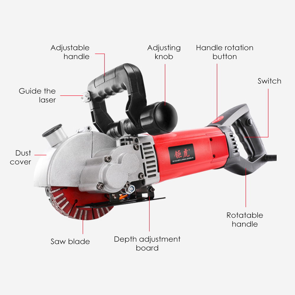 EU Stock Wall Groove Cutting Machine 4000W 6500RPM Electric Wall Chaser 5X133Mm Saw Blades Slot Brick Concrete Granite Marble