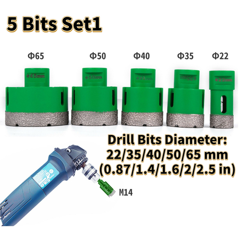 Diamond Hole Saw Drill Bit & 1.4Mm Thickness Blade M14 Mounting Thread W/ Case for Drilling Tile Granite Marble Porcelain