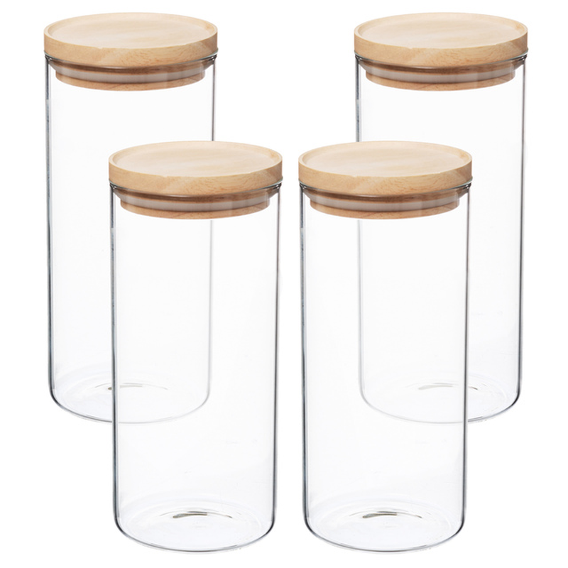 Glass Jars with Wooden Lid or Stainless Steel  Hermetics to Store Any Product