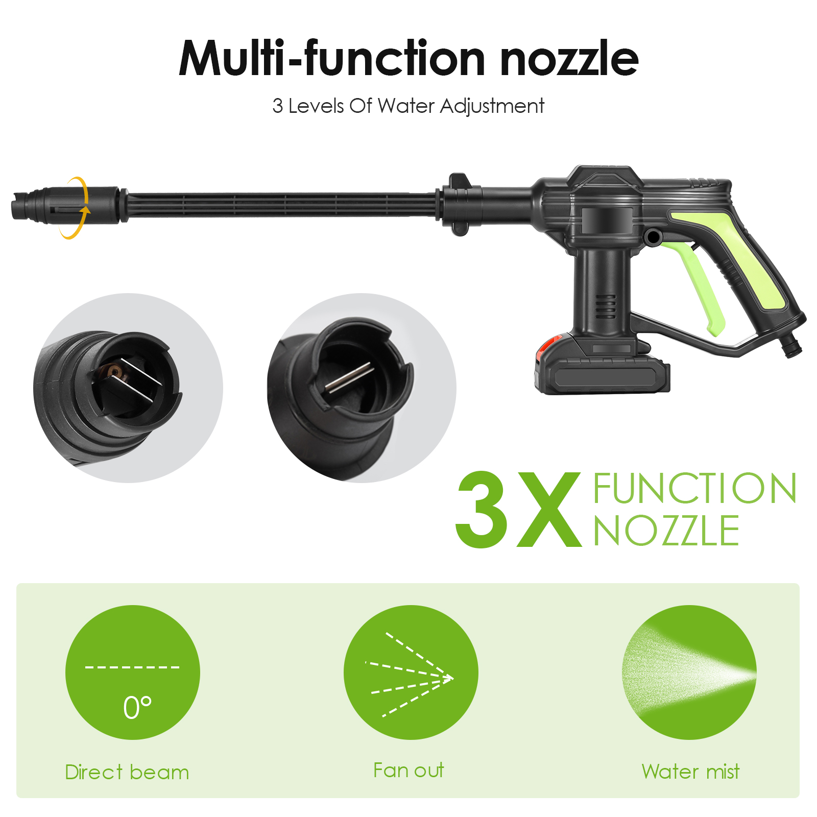 21V Cordless Portable High-Pressure Cleaning Gun Machine, 2.0Ah*2 Battery with Cleaning Brush,6M Hose,For Cleaning Cars,Garden