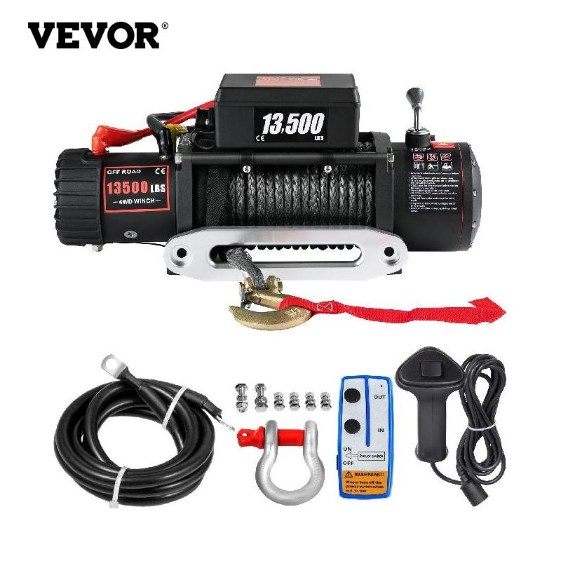 3000-13500LBS 12V Electric Winch for 4X4 Syntheic Car Trailer Ropes Towing Strap with Wireless Control ATV Truck off Road