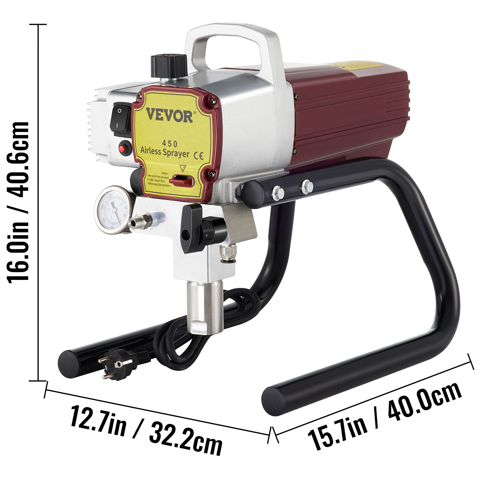 1500W 1800W High Pressure Airless Wall Paint Spray Gun Sprayer Spraying Machine with 15M High Pressure Pipe for Industry