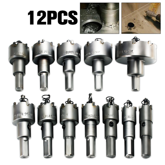 12Pcs 15Mm-50Mm Metal Hole Saw Tooth Kit Drill Bit Set Stainless Steel Alloy Wood Cutter Universal Metal Cutter Tool