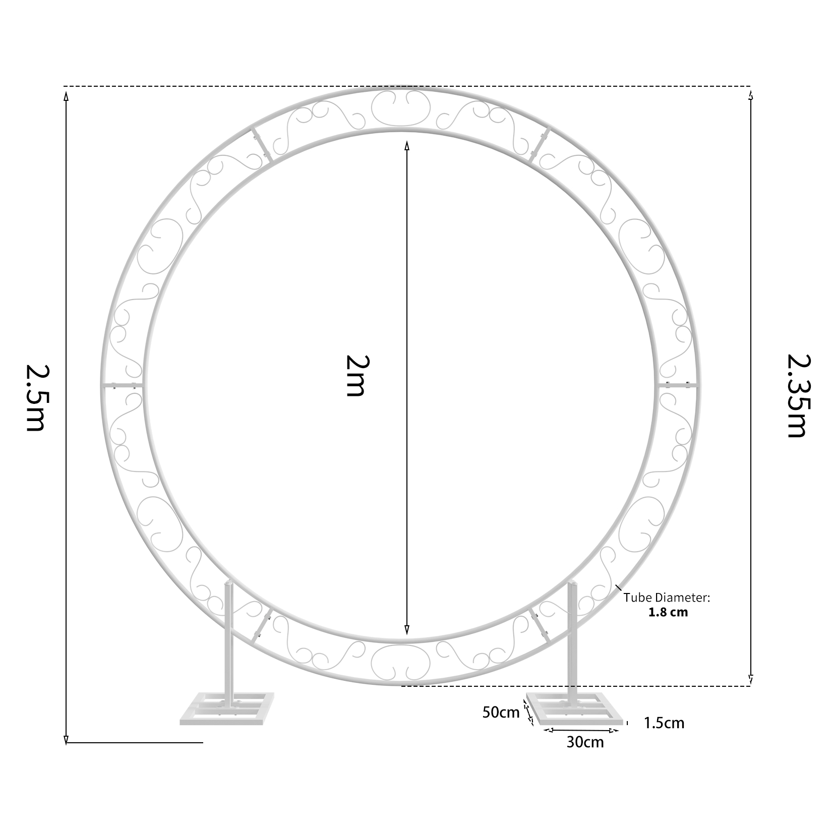 Large Iron Wedding Archway Props Backdrop Circle Balloon Arch for Ceremony Party Proposal Birthday Background Decoration 8.2Ft