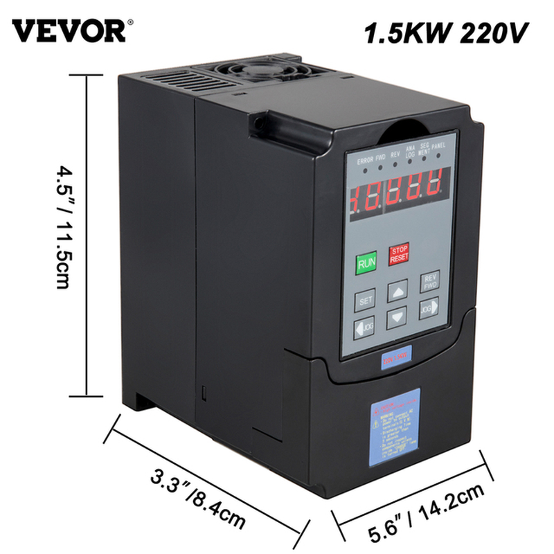 VEVOR VFD Frequency Inverter 1.5/2.2/3.0/4.0/7.5KW 220V 3 Phase Variable Speed Drive Frequency Converter for CNC Milling Machine