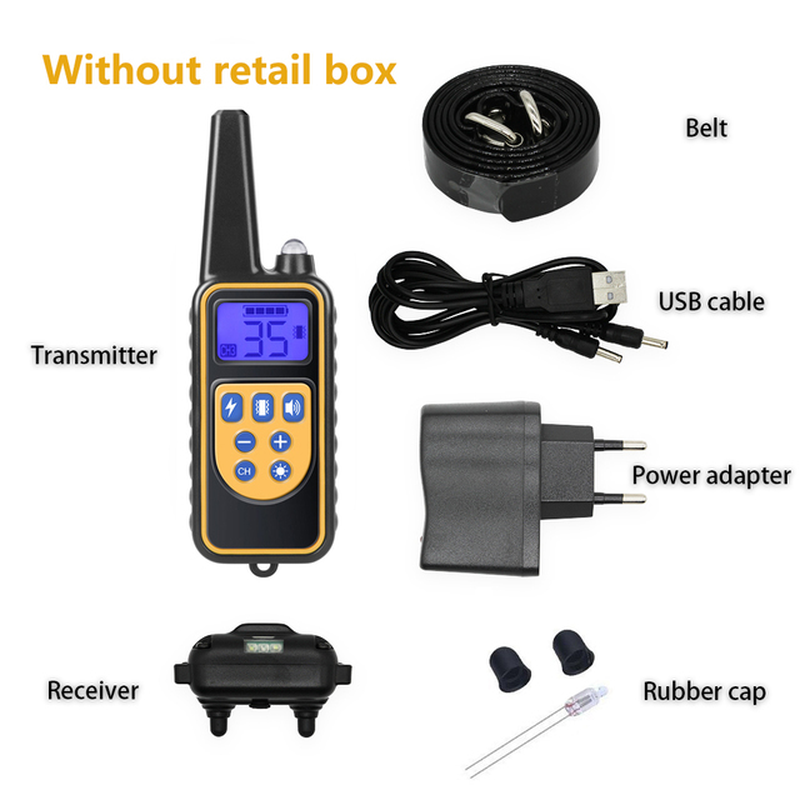 800M Remote Contro Electric Dog Training Collar Pet Rechargeable Waterproof with LCD Display for All Size Shock Vibration Sound