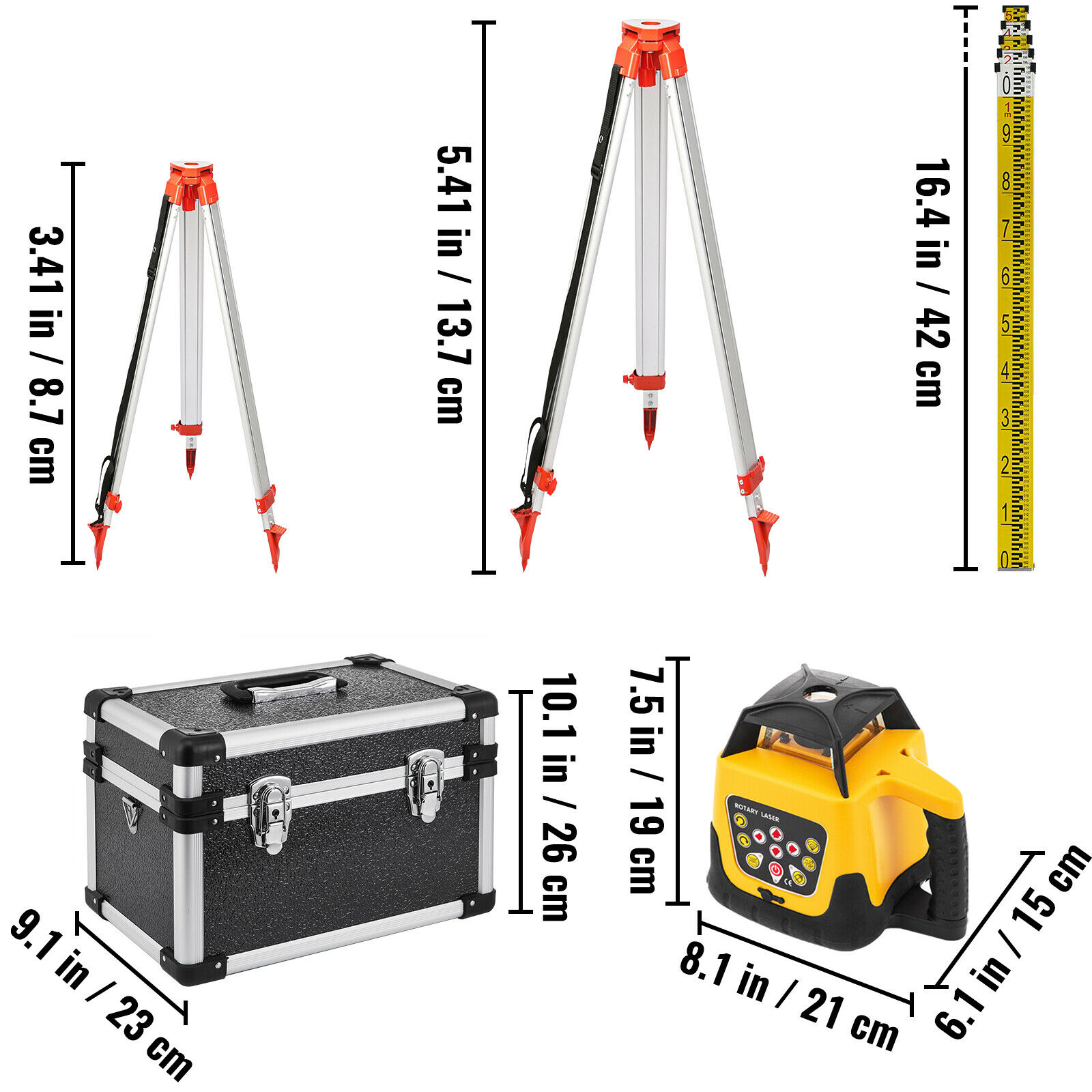 Nivel Laser Level 360 Auto Self-Leveling with Tripod and Staff Kit 500M Range Professional Rangefinder Construction Tools