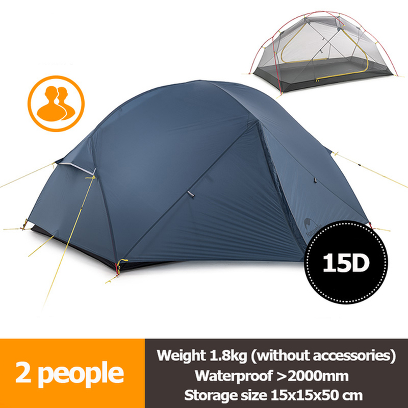 Mongar 2 Camping Tent Ultralight Outdoor 3 Season Waterproof 20D Nylon Hiking Tent 2 Person Backpacking Tent