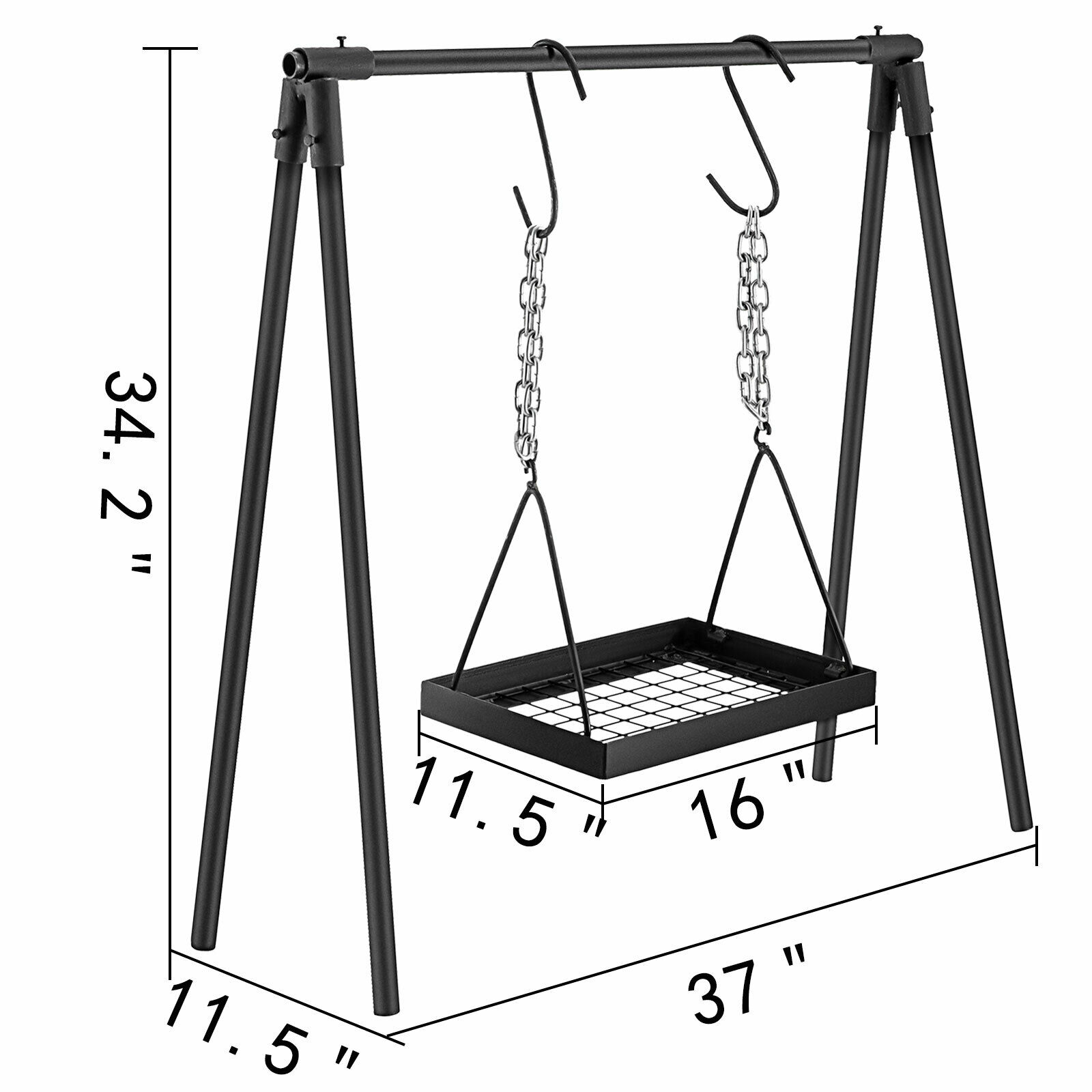 Swing Grill Campfire Cooking Stand Multi-Use Carbon Steel Equipment Easy to Install Height Adjustable Camping Outdoors