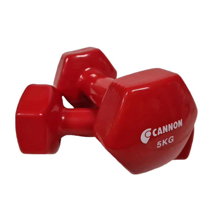 Set of Two Vinyl Weights, 1, 1.5, 2, 3, 4, 5Kg, Gym Dumbbell Set for Fitness and Muscle Training, Vinyl Hexagonal Weights, Sport Material.