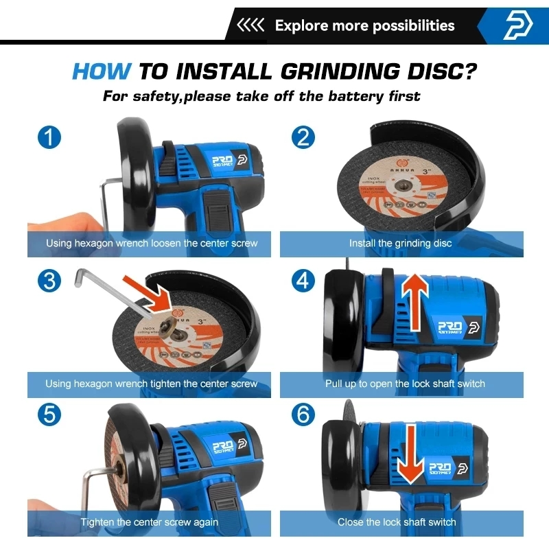 12V Brushless Angle Grinder Mini Cordless Polishing Machine 18500RPM 2000Mah Electric Cutting Grinding Power Tools by