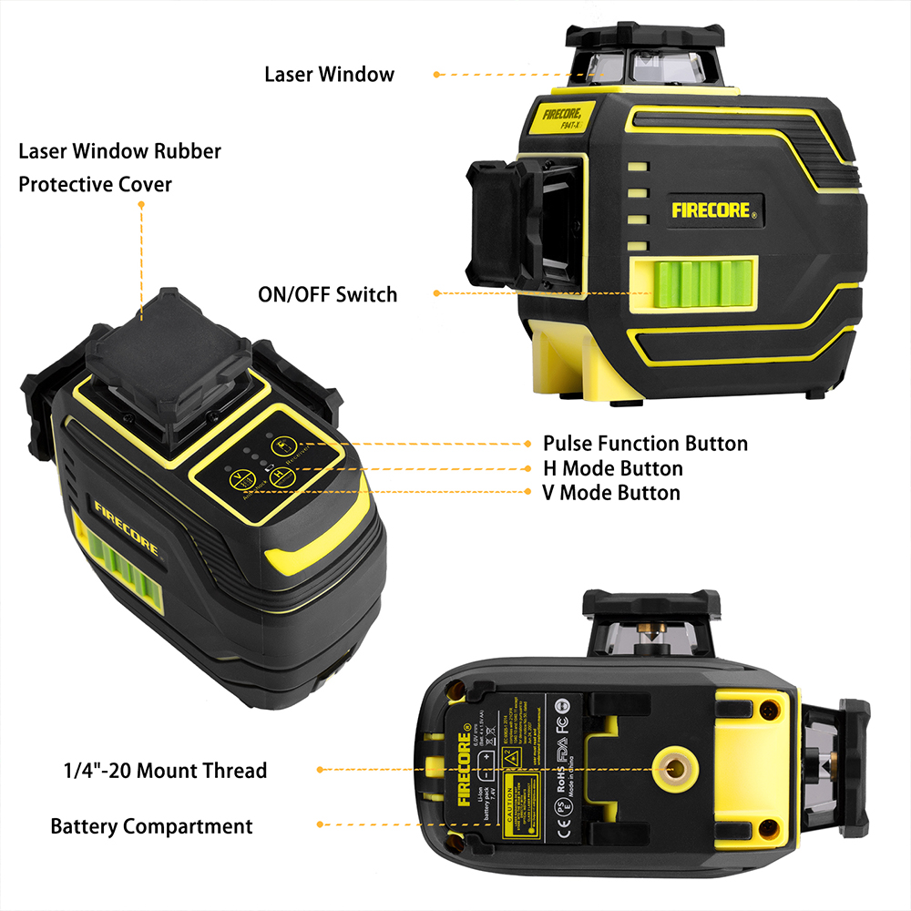 12 Lines Лазерный Уровень 3D Green Laser Level Self-Leveling 360 Horizontal and Vertical Nivel Láser(F94T-Xg)