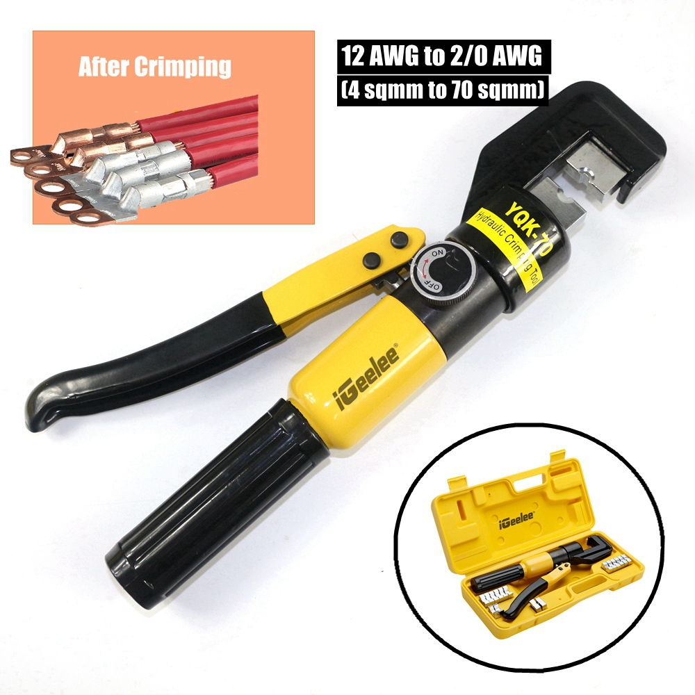 YQK-70 6T Hydraulic Crimping Tool Kit W/ 8 Dies+Carry Case for Wire Lu ...