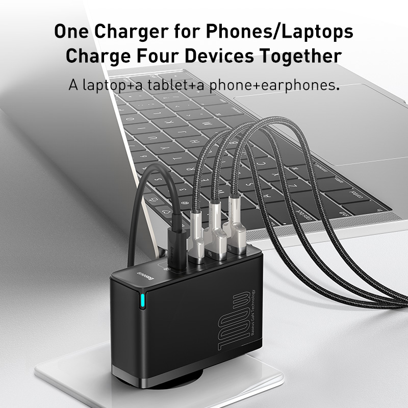 Gan Charger 100W USB Type C PD Fast Charger with Quick Charge 4.0 3.0 USB Phone Charger for Macbook Laptop Smartphone