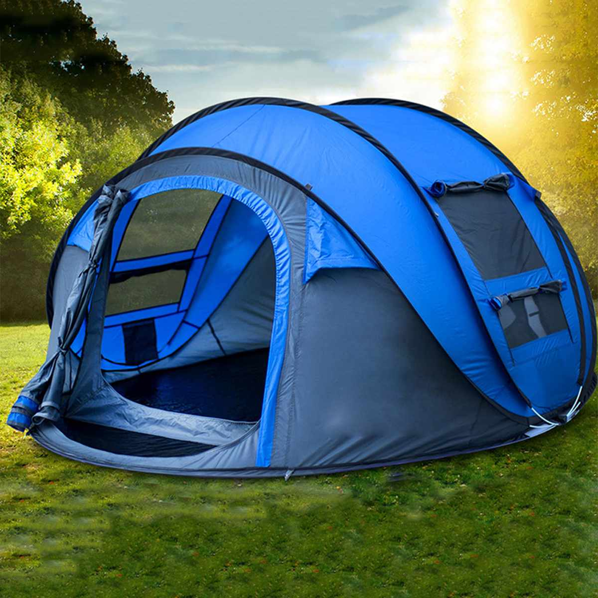 5-8 People Fully Automatic Camping Tent Windproof Waterproof Automatic Pop-Up Tent Family Outdoor Instant Setup Tent 4 Season