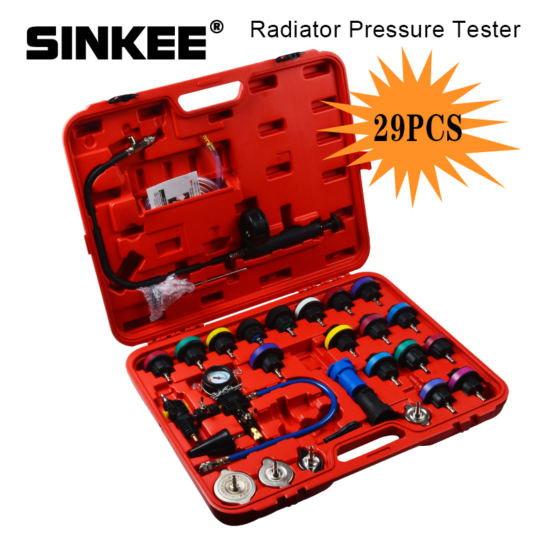 29Pcs Universal Radiator Pressure Tester Vacuum Type Cooling System Test Detector Set Tester Refroidissement SK1305