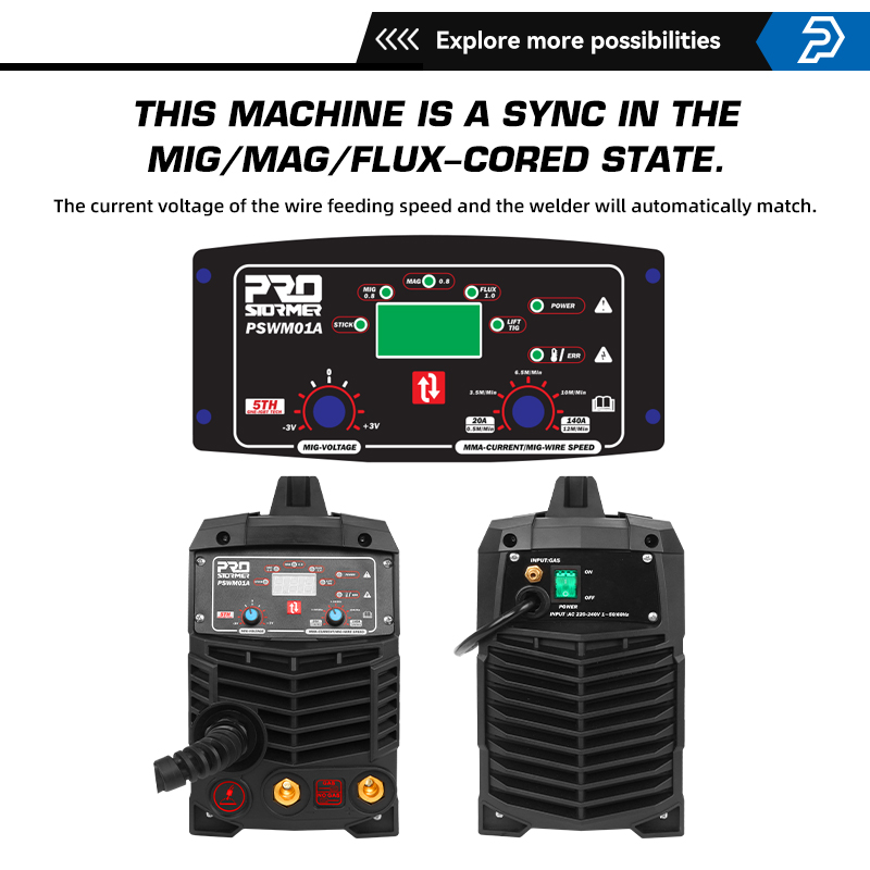 PRO PSWM01A MIG Welding Machine 3 in 1 Welder 220V 140 Amp Max TIG MMA Flux Cored Wire DIY Professional Welding Work